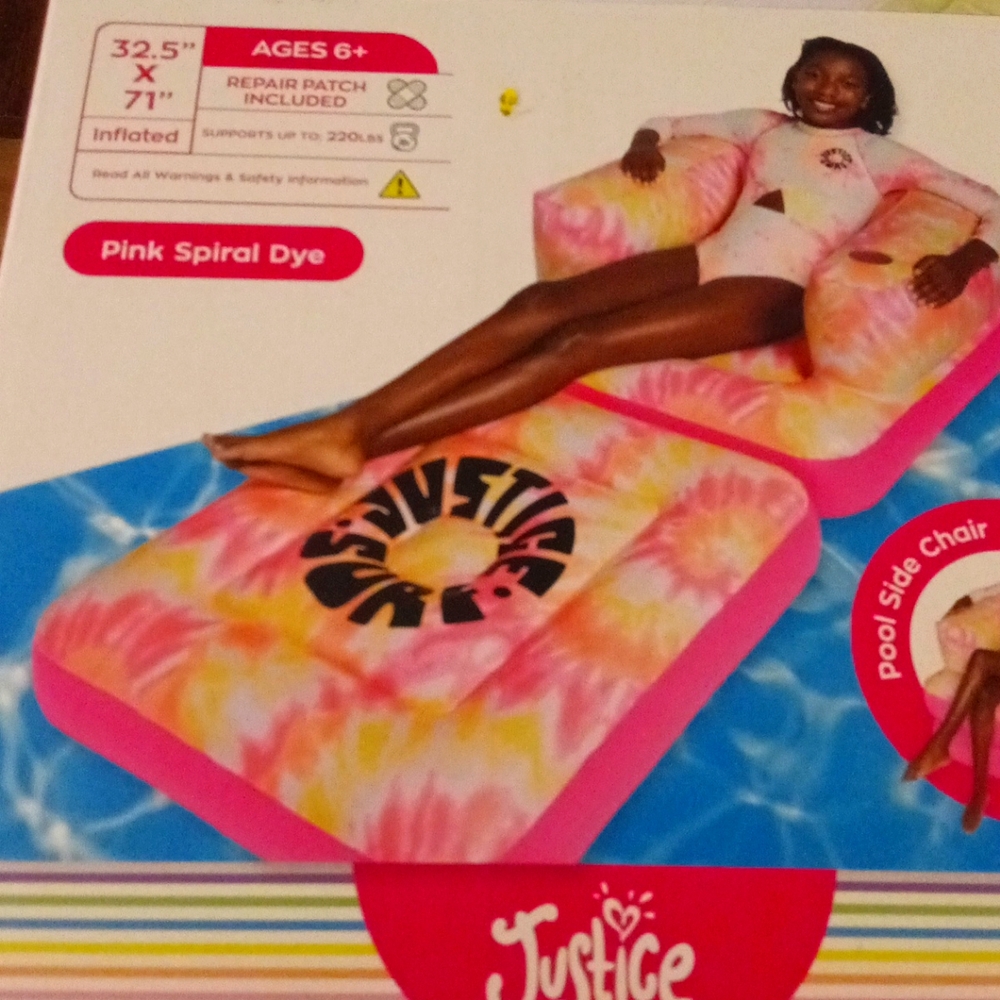 Justice‎ 2-in-1 Foldable Pool Lounger - Lounger Float & Poolside Chair.Pink